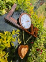 Handcrafted Wooden LOVE Wall Clock  & Heart Pendant – Decorative Wooden Wall Decor - Image 2