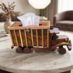 Handcrafted Wooden Vintage Truck Tissue Box Holder – Premium Handmade Home & Office Decor